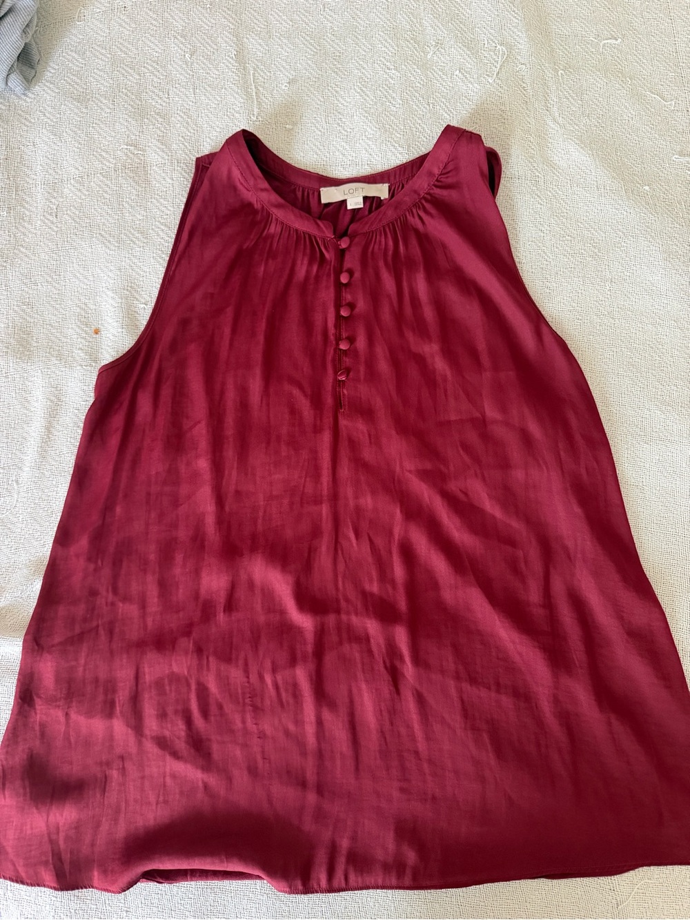 LOFT Burgundy Sleeveless Button-Front Camisole